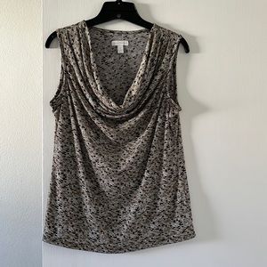 Charter Club Brown Dressy Drape Neck Sleeveless Top